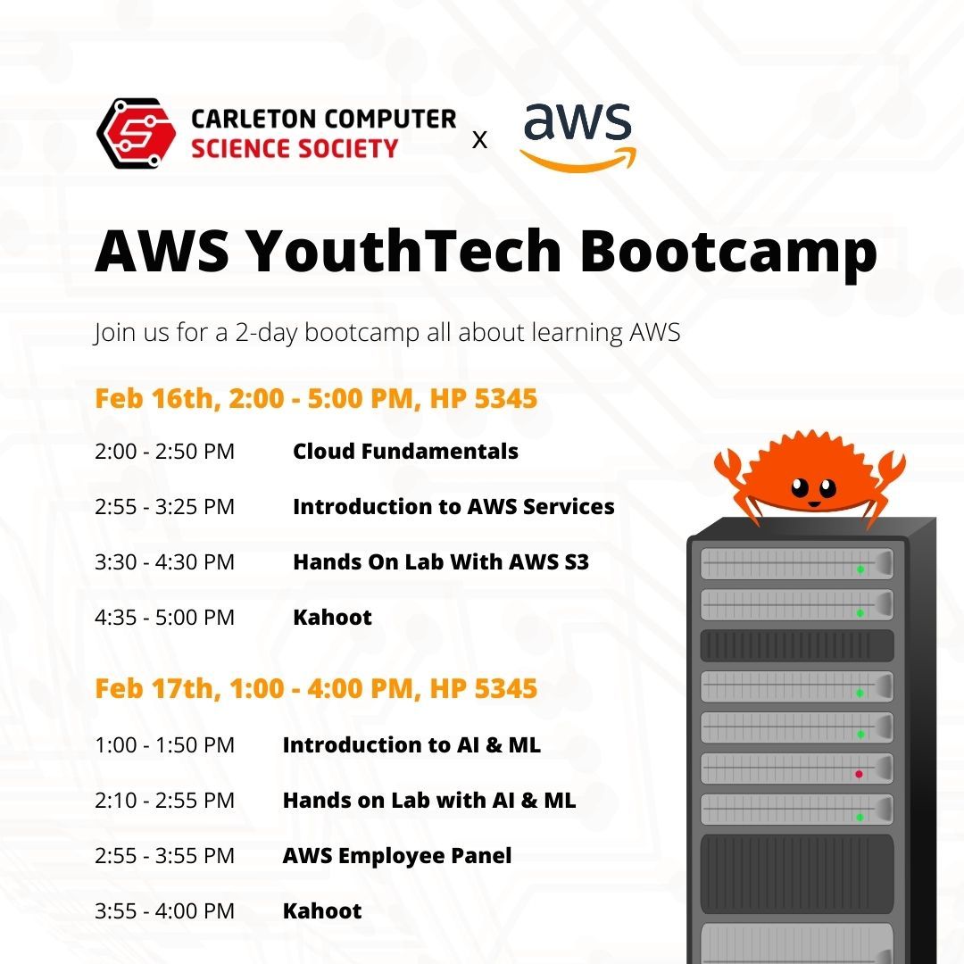 Carleton computer science society aws youthtech bootcamp